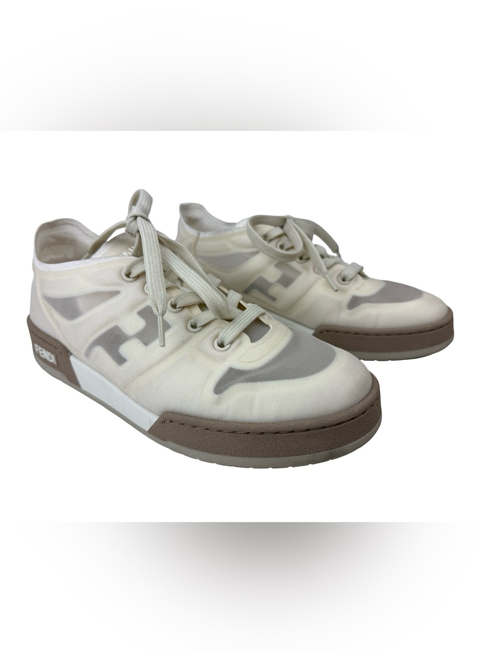 Fendi Women’s Match Low Top Mesh Off White Sneakers EU 39 US 9